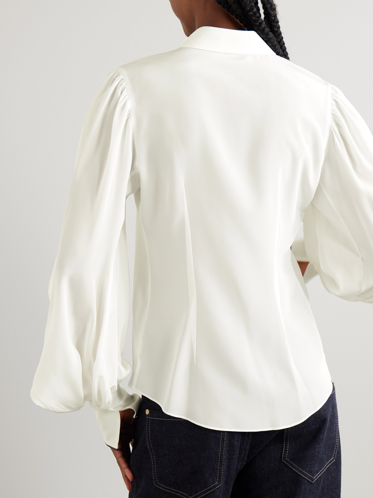 Brunello Cucinelli Bead-embellished Silk Shirt In White