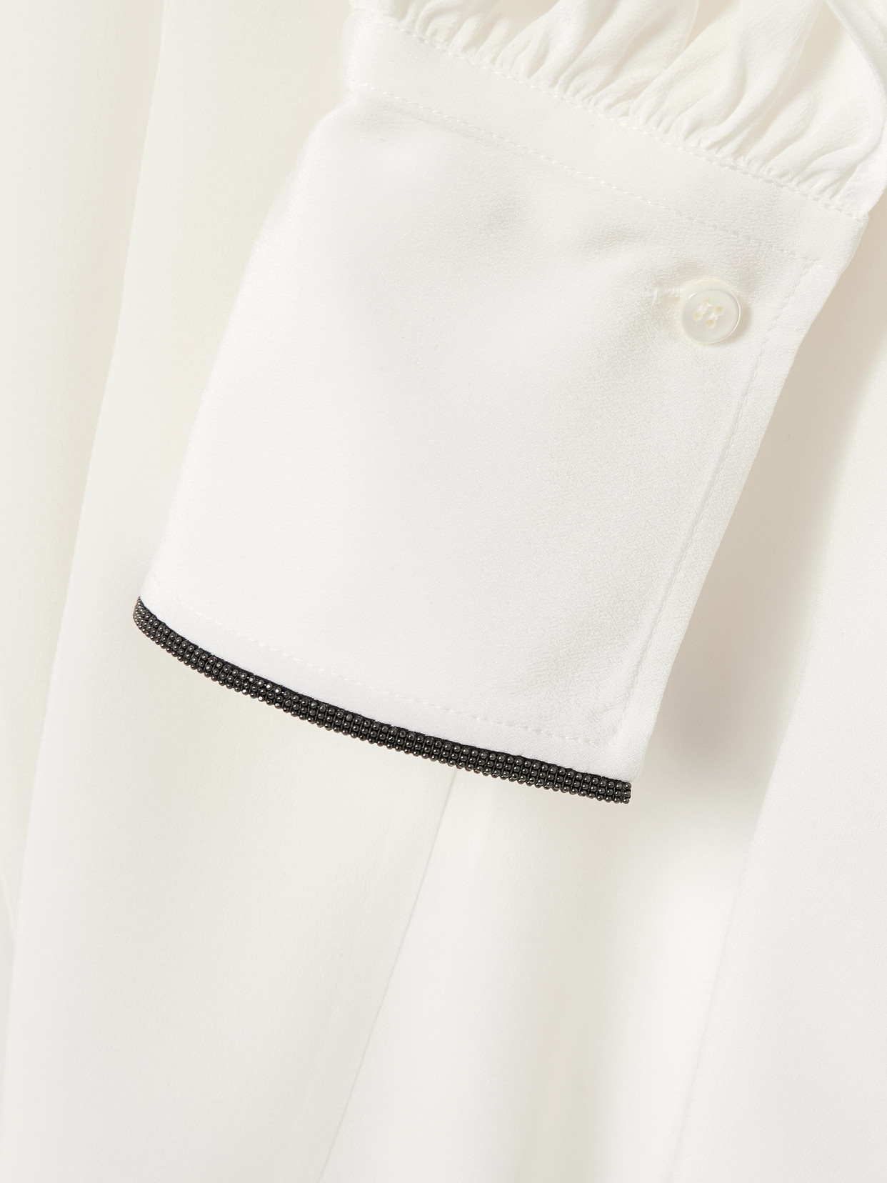 Brunello Cucinelli Bead-embellished Silk Shirt In White