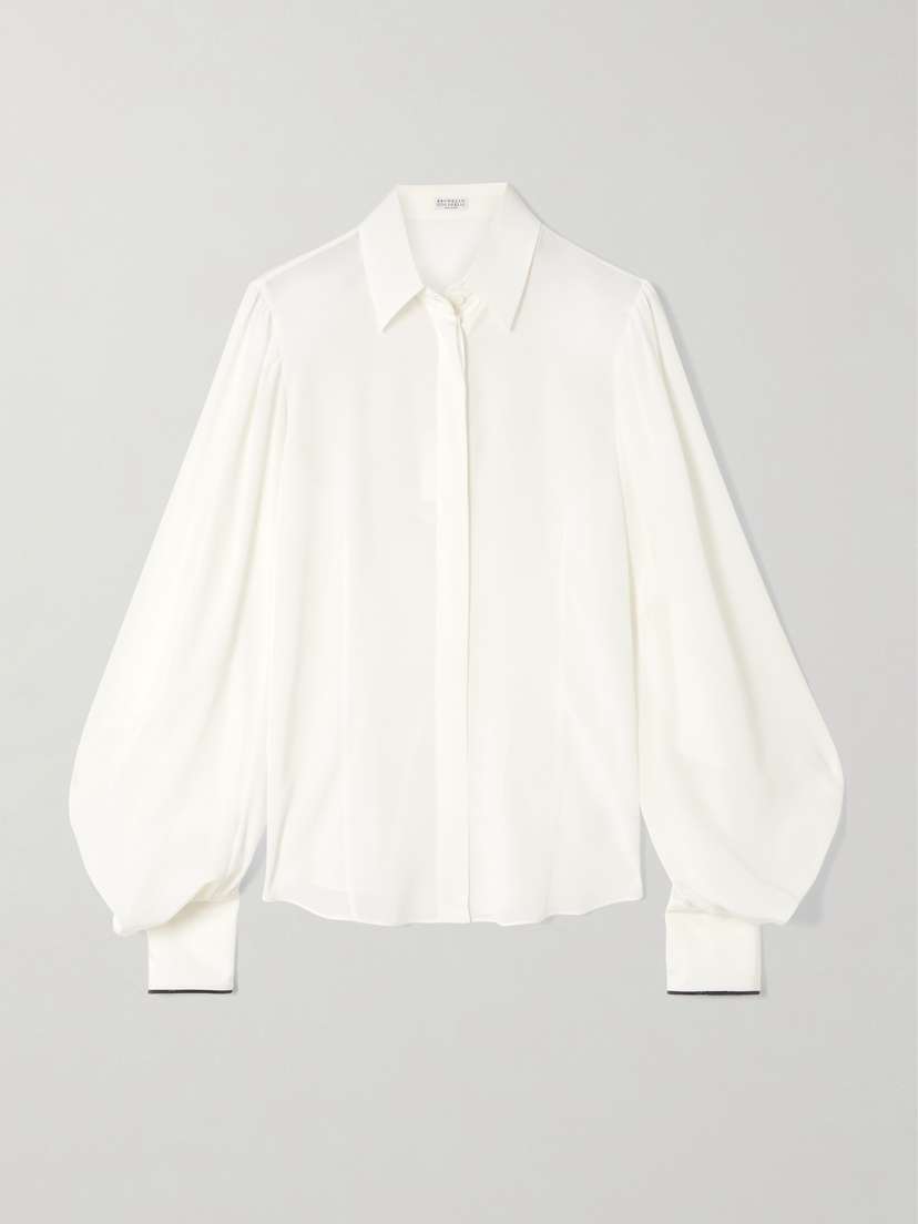 Brunello Cucinelli Bead-embellished Silk Shirt