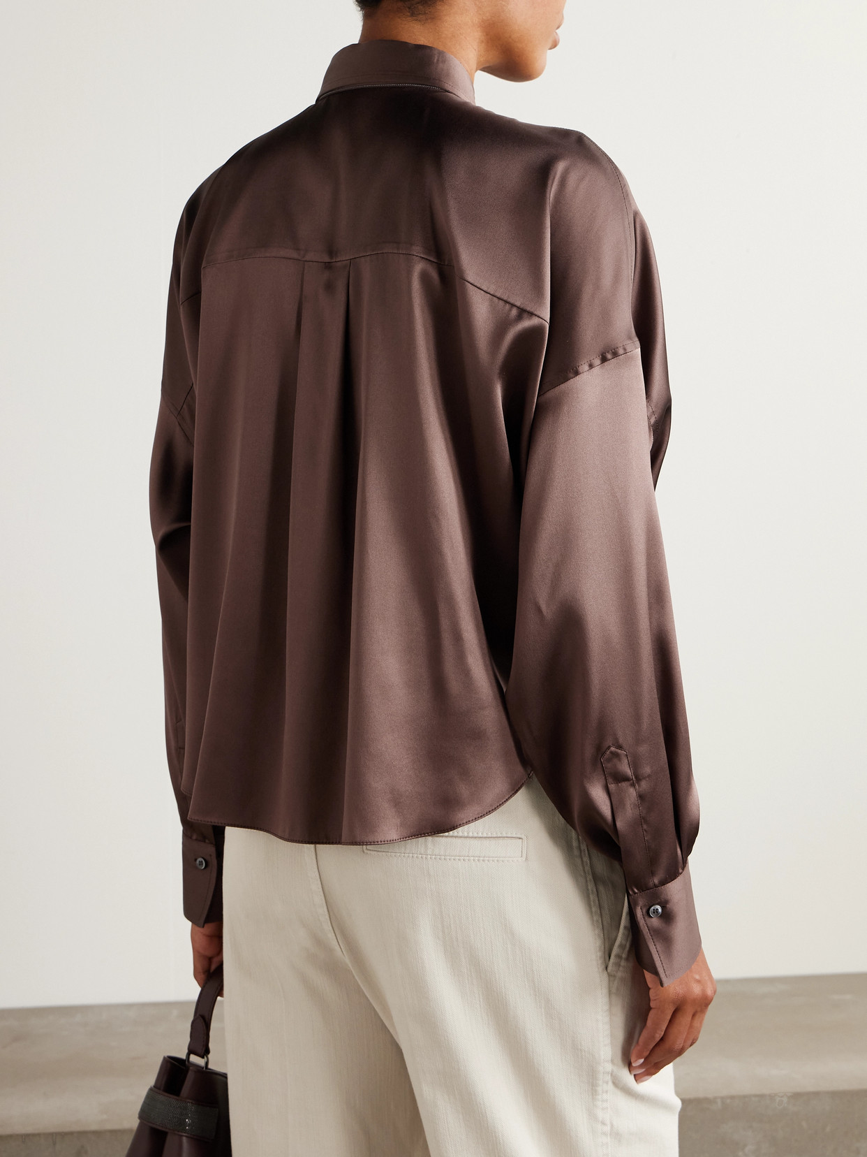 Gathered Silk-Blend Shirt