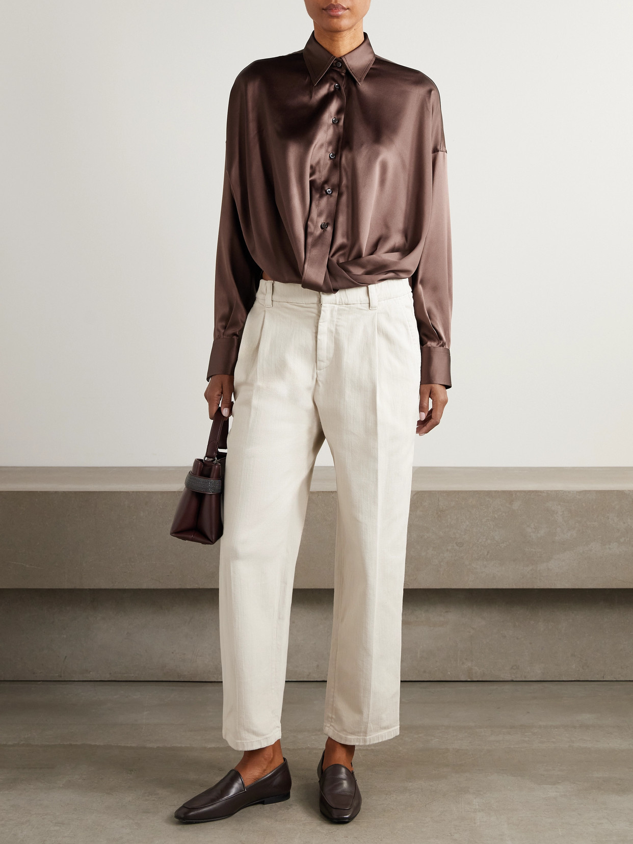 Gathered Silk-Blend Shirt