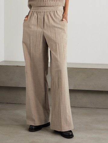 Brunello Cucinelli Gathered cotton-blend corduroy wide-leg pants