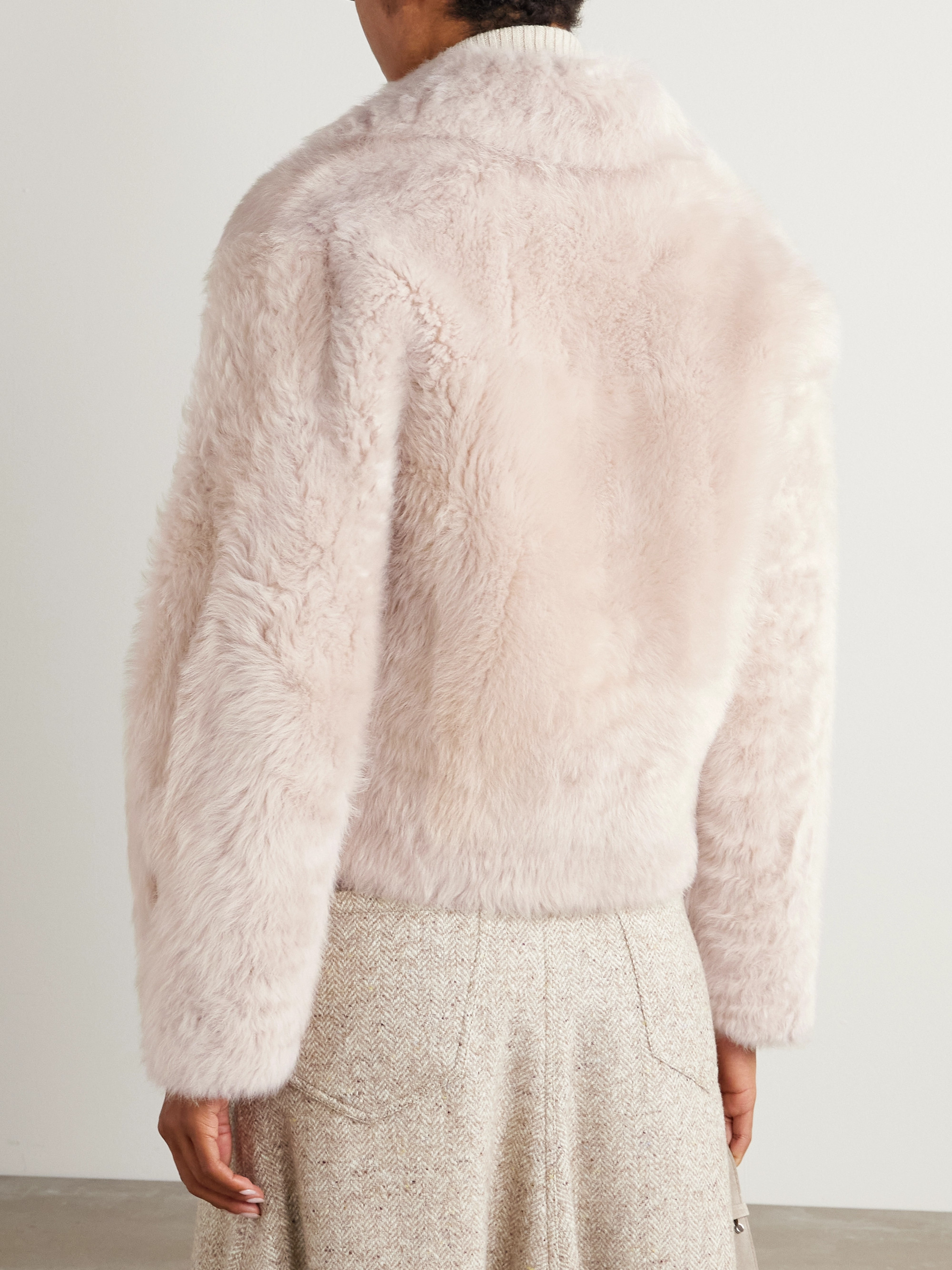 Brunello Cucinelli Leather-trimmed shearling jacket thumbnail