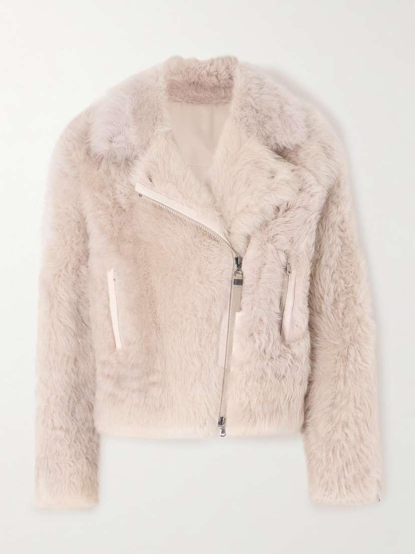 Brunello Cucinelli — Leather-trimmed shearling jacket