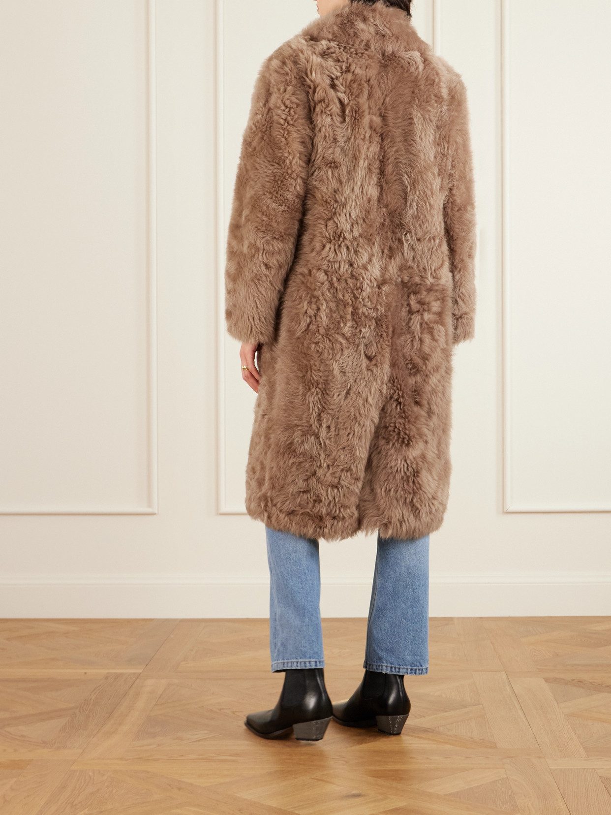 Oversized Shearling Double-Breasted Coat