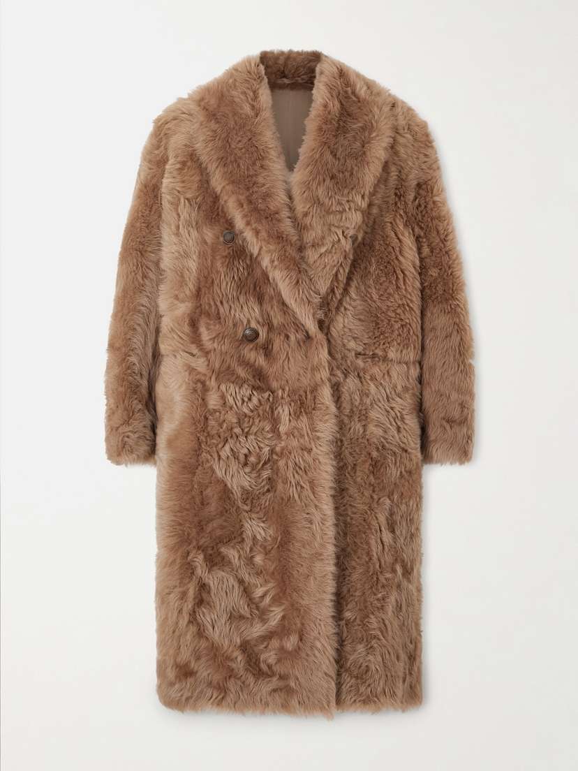 Brunello Cucinelli Oversized Shearling Double-breasted Coat