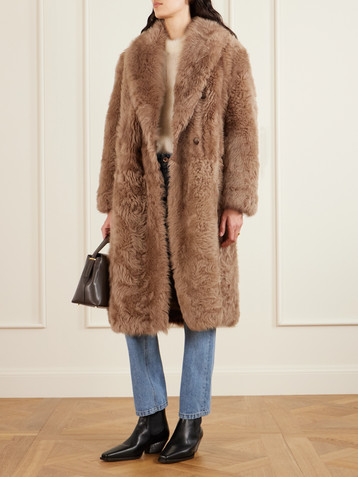 Brunello Cucinelli Oversized shearling double-breasted coat
