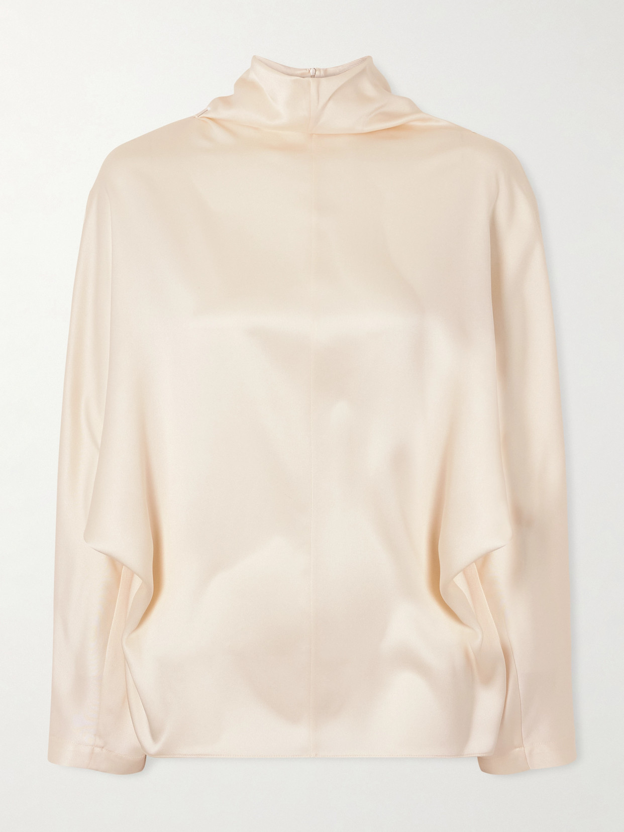 Silk-Satin Turtleneck Blouse
