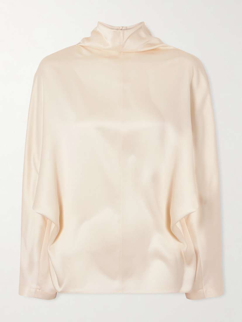 Brunello Cucinelli Silk-satin Turtleneck Blouse