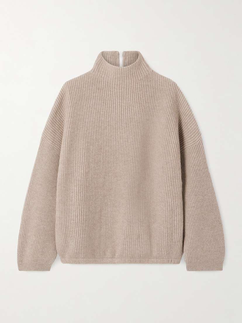 Brunello Cucinelli — Bead-embellished ribbed cashmere turtleneck sweater