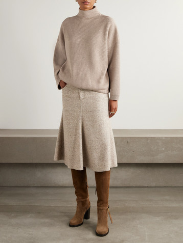 Brunello Cucinelli Bead-embellished ribbed cashmere turtleneck sweater