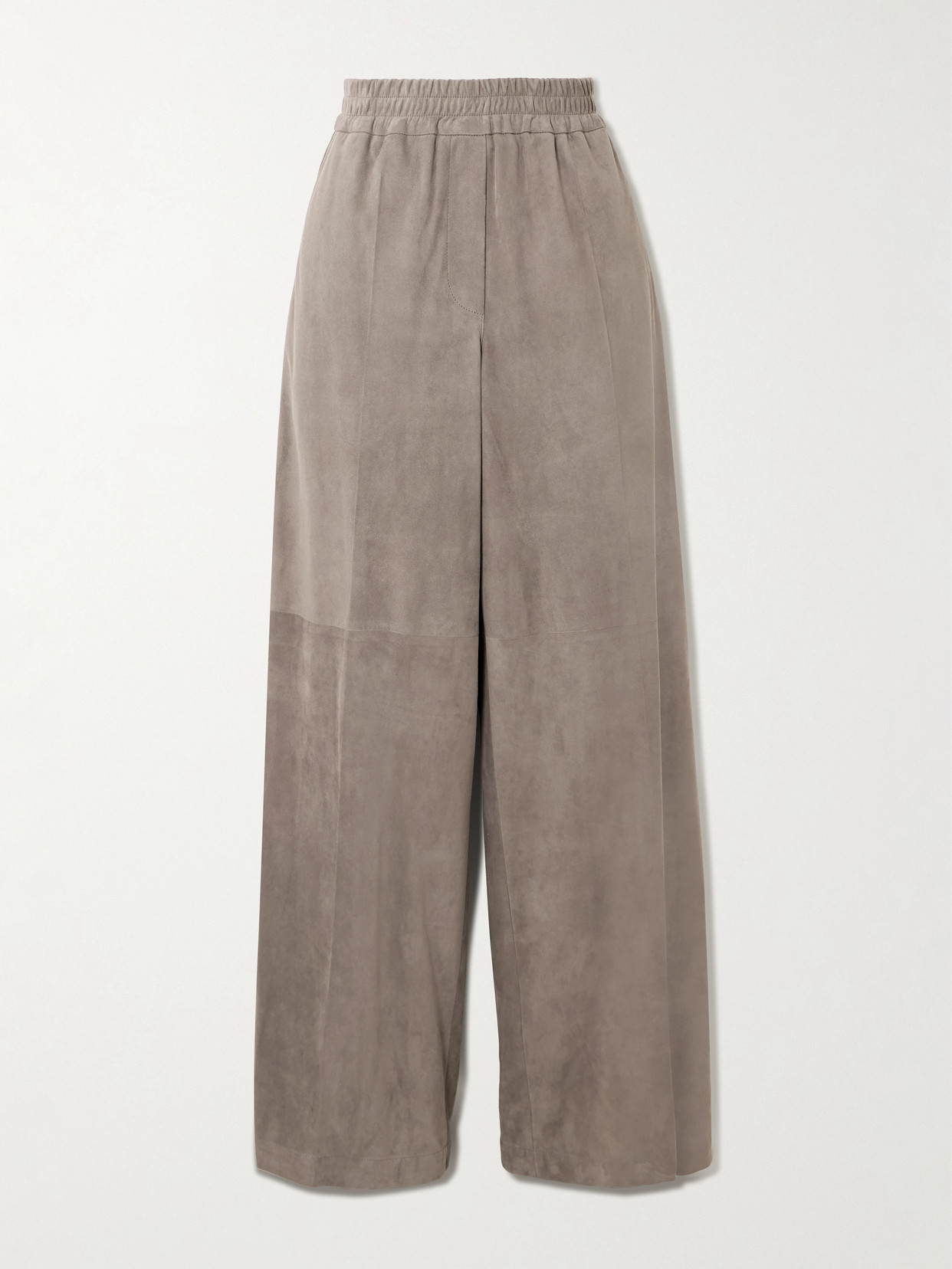 Brunello Cucinelli Suede Wide-leg Pants In Gray