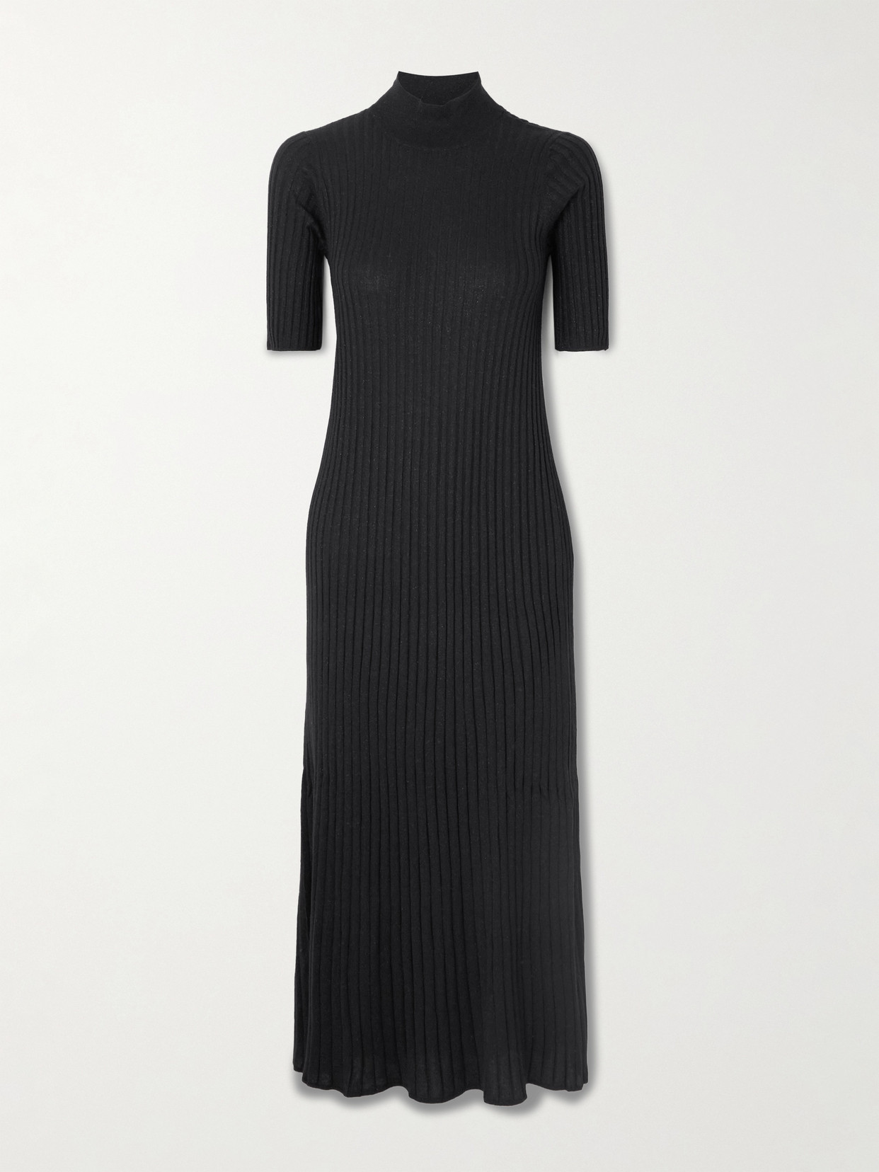 Brunello Cucinelli Ribbed Cashmere-blend Midi Dress In Black