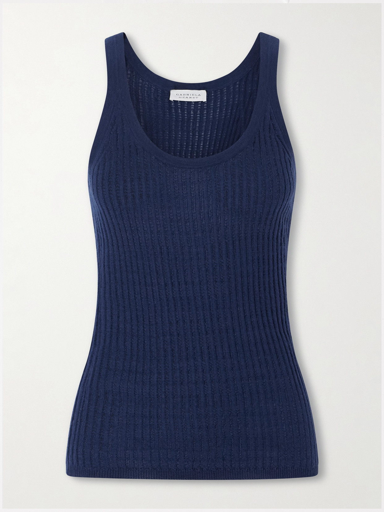 Gabriela Hearst Nevin Ribbed Pointelle-knit Cashmere And Silk-blend Tank In Blue