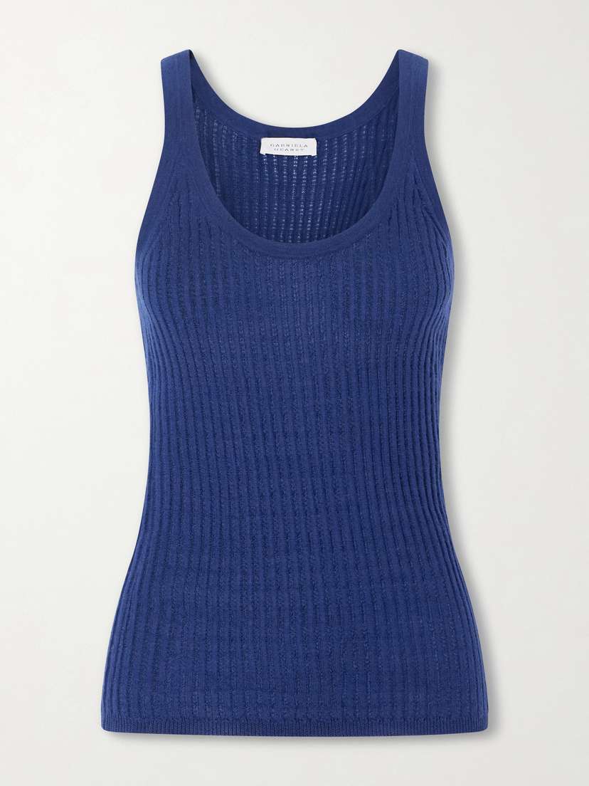 Gabriela Hearst Nevin Ribbed Pointelle-knit Cashmere And Silk-blend Tank