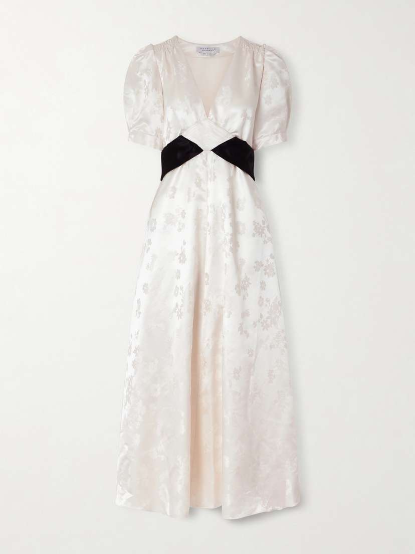 Gabriela Hearst Larkin Belted Floral-jacquard Silk-satin Maxi Dress