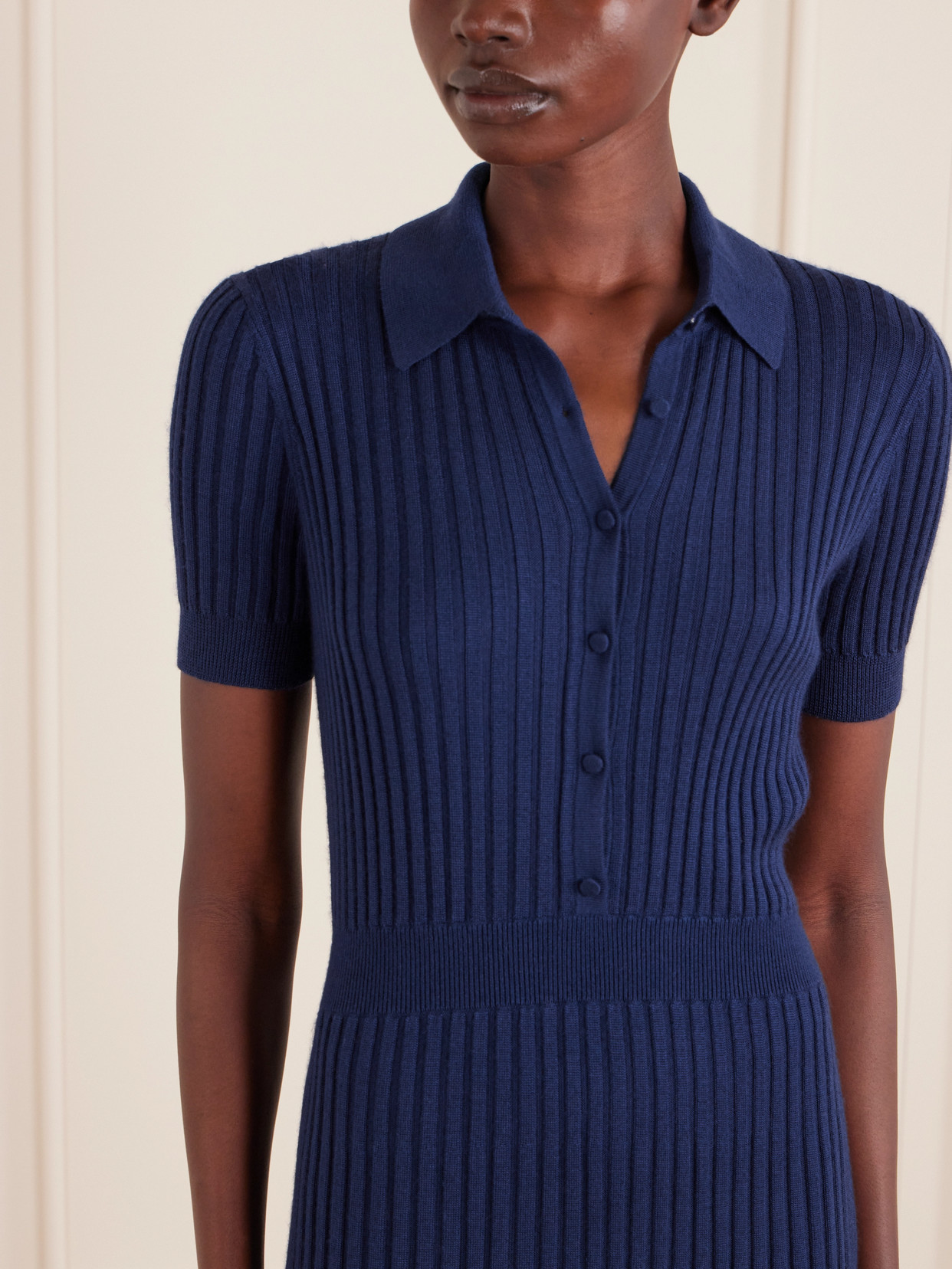 Gabriela Hearst Ribbed Cashmere And Silk-blend Midi Dress In Blue