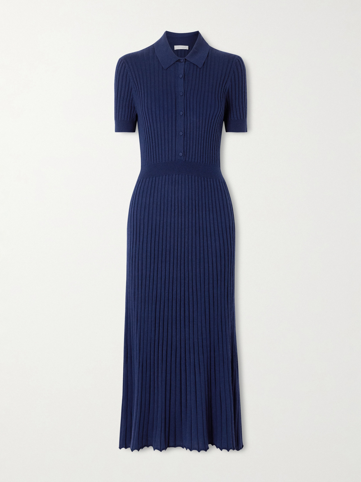 Gabriela Hearst Ribbed Cashmere And Silk-blend Midi Dress In Blue