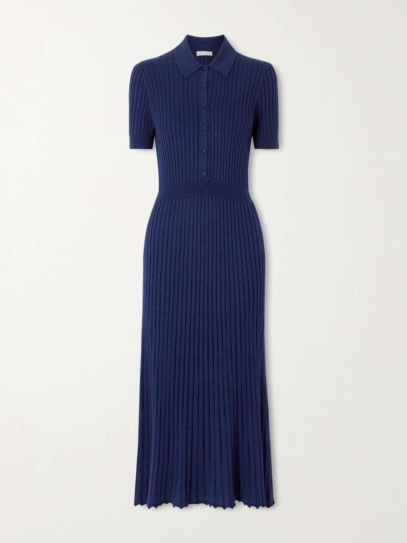 Gabriela Hearst Ribbed Cashmere And Silk-blend Midi Dress