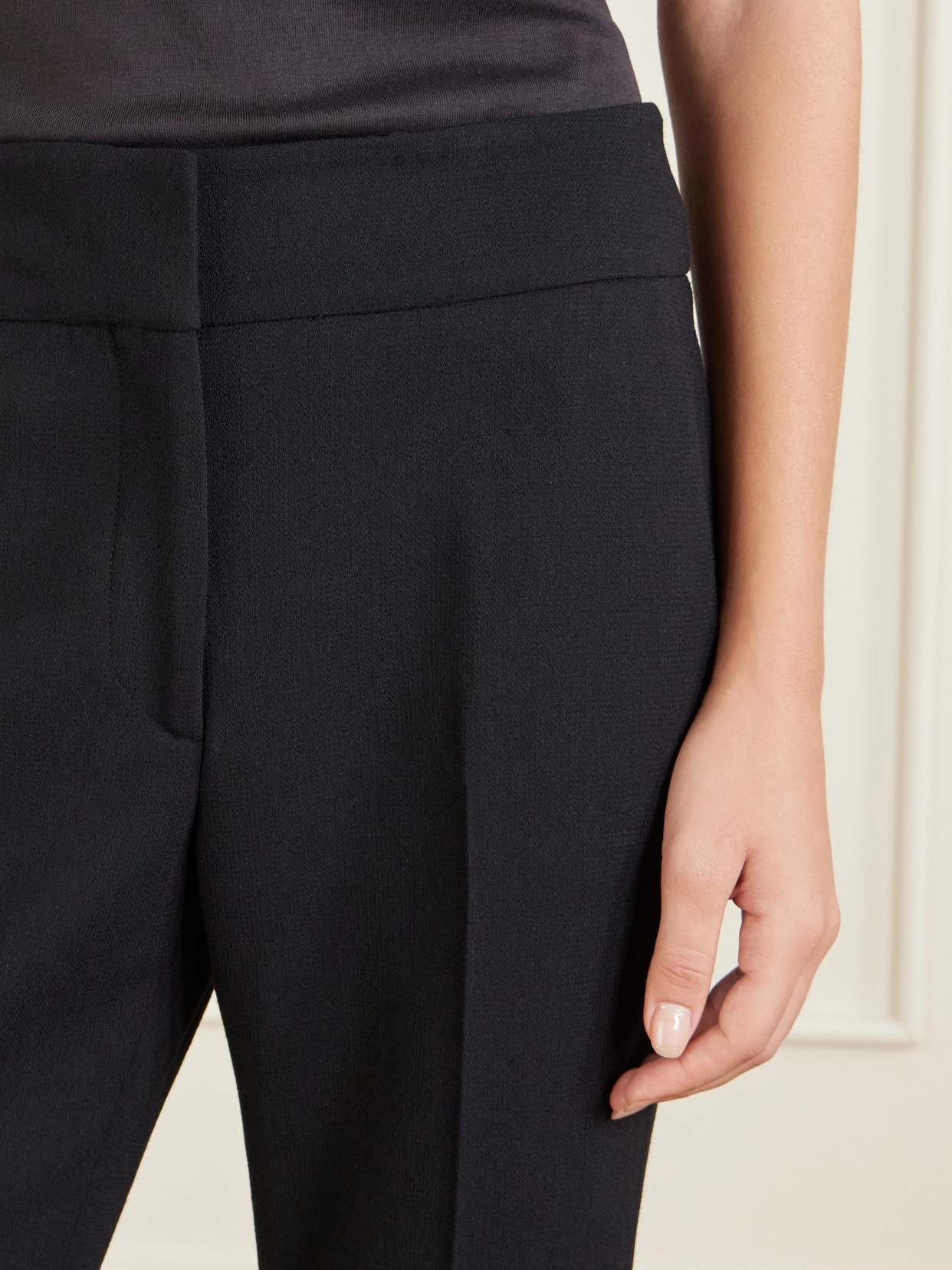 Gabriela Hearst Marsh Pleated Wool-crepe Flared Pants In Black