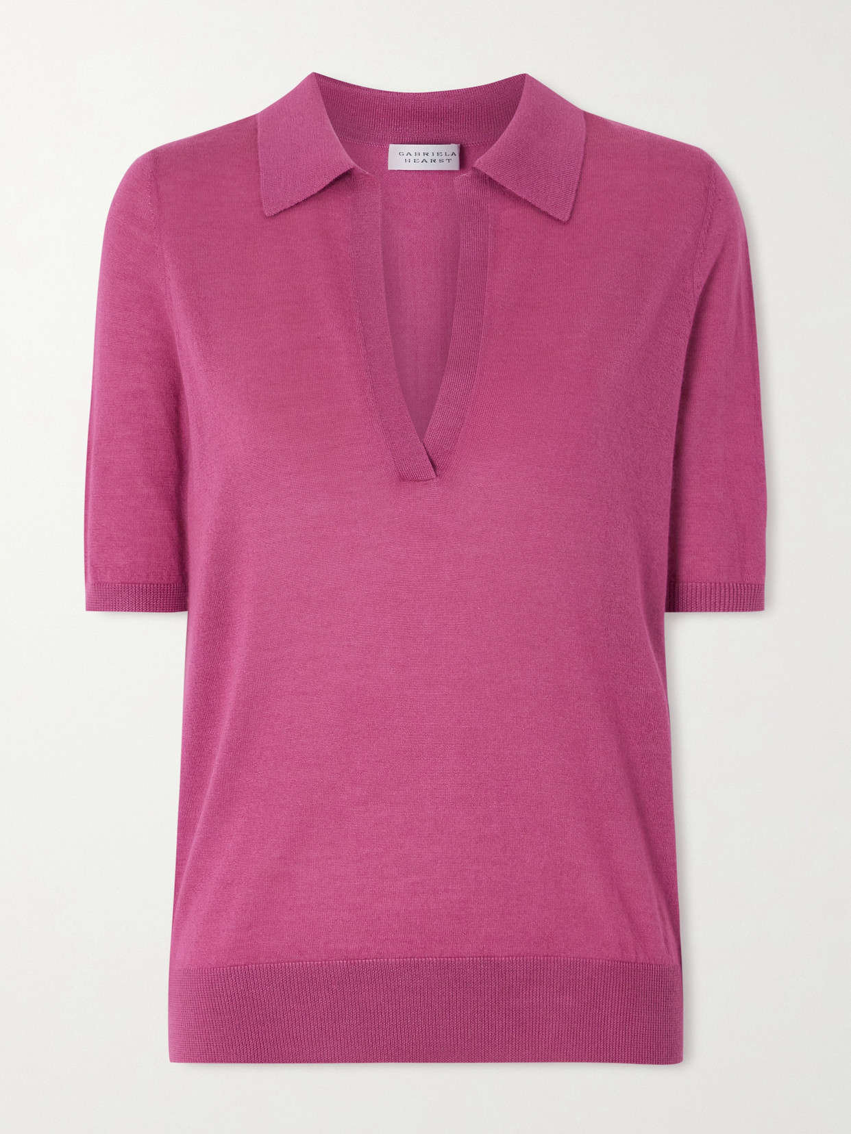 Gabriela Hearst Frank Cashmere And Silk-blend Polo Shirt In Pink