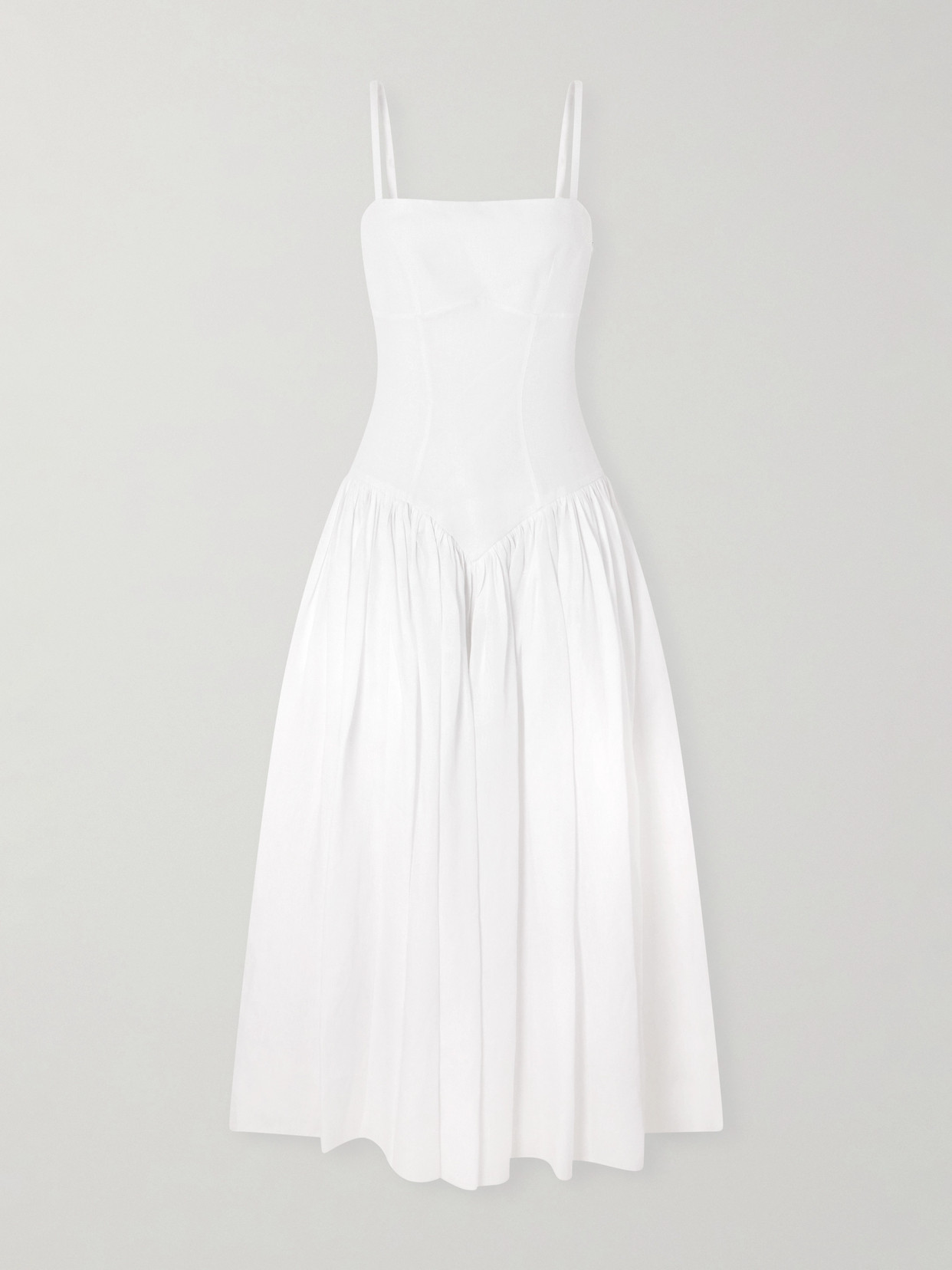Gabriela Hearst Oriana Open-back Gathered Linen Midi Dress In White