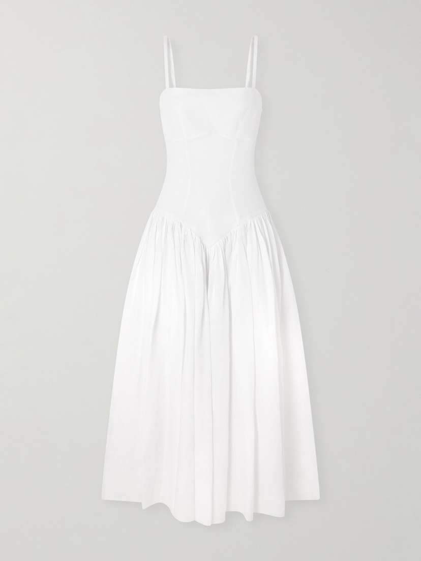 Gabriela Hearst Oriana Open-back Gathered Linen Midi Dress