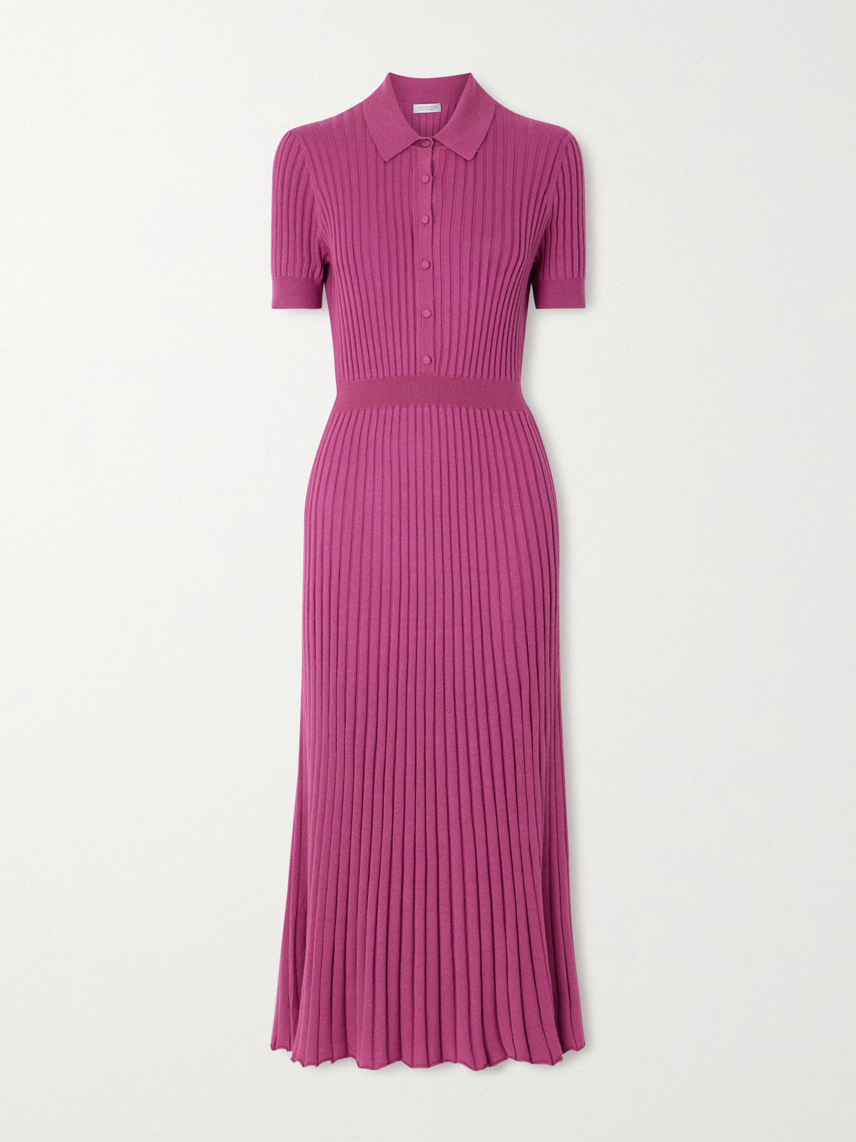 Gabriela Hearst Amor Ribbed Cashmere And Silk-blend Midi Dress In Pink