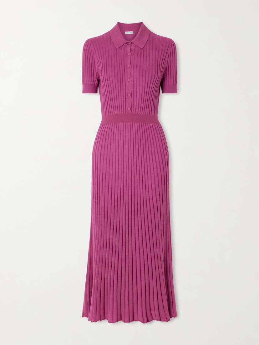 Gabriela Hearst Amor Ribbed Cashmere And Silk-blend Midi Dress