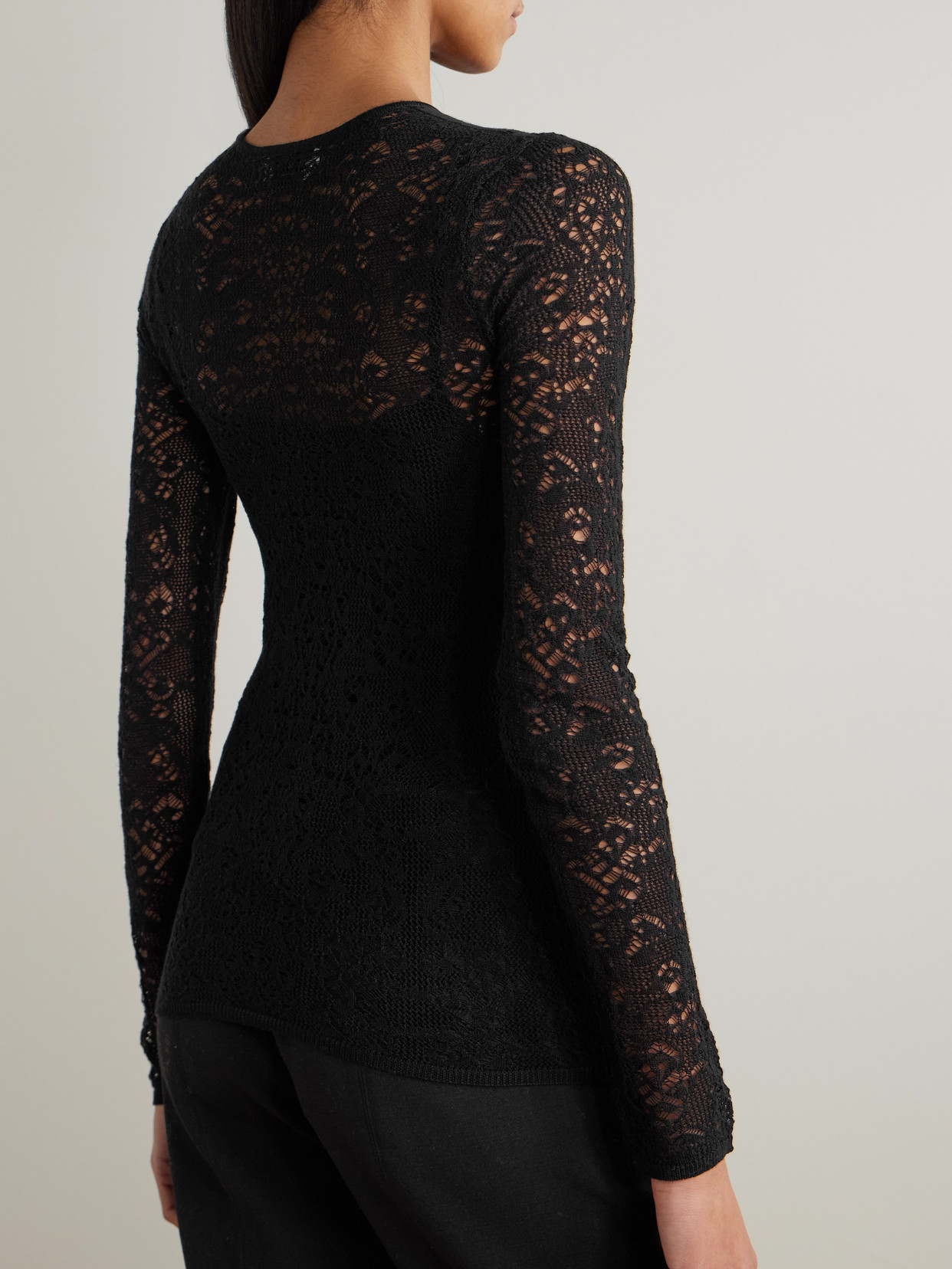 Gabriela Hearst Evander Open-knit Wool And Cashmere-blend Top In Black