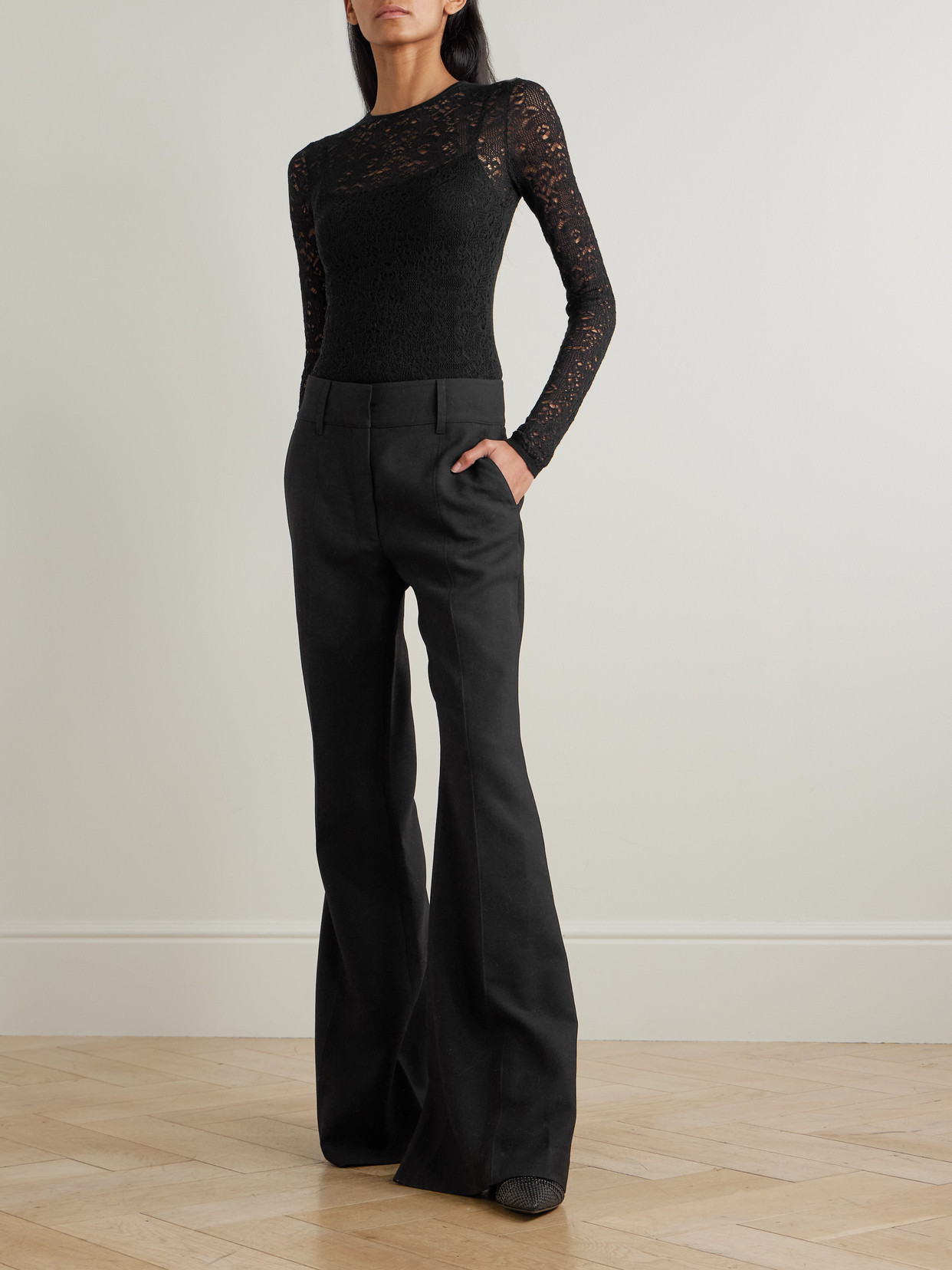 Gabriela Hearst Evander Open-knit Wool And Cashmere-blend Top In Black