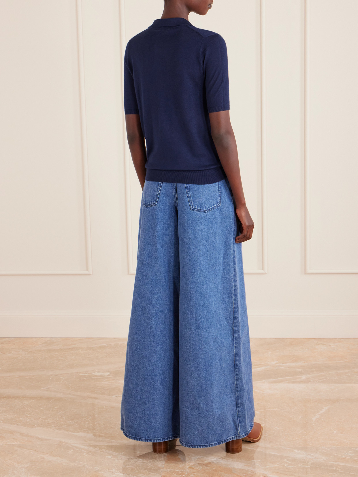 Gabriela Hearst Frank Cashmere And Silk-blend Polo Shirt In Blue