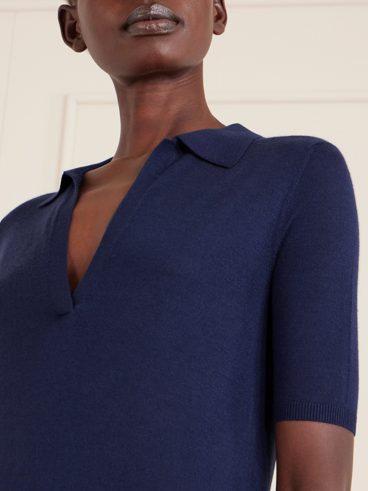 Gabriela Hearst Frank Cashmere And Silk-blend Polo Shirt In Blue