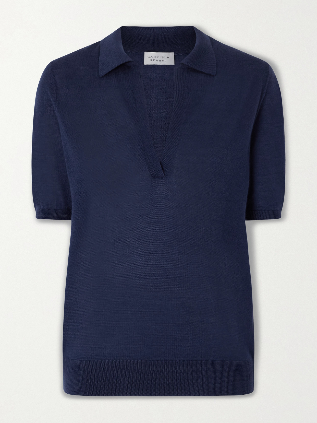 Gabriela Hearst Frank Cashmere And Silk-blend Polo Shirt In Blue