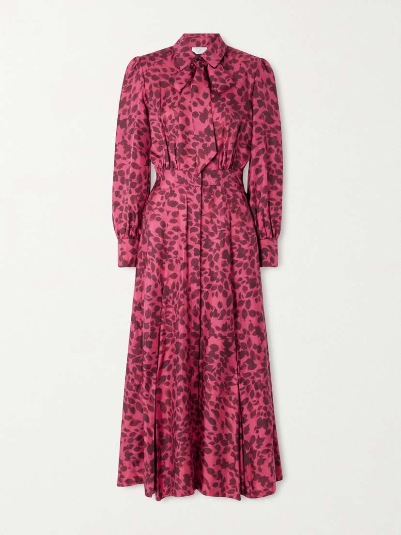 Gabriela Hearst Phelan Pussy-bow Printed Silk-twill Midi Dress
