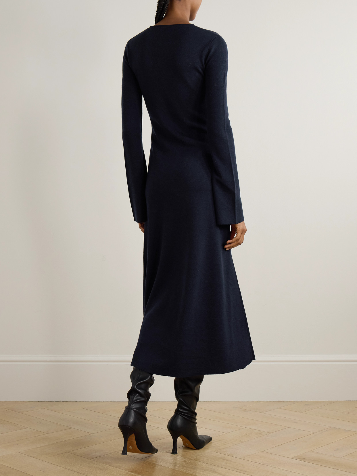 Gabriela Hearst Rebus Wool, Silk And Cashmere-blend Midi Dress In Blue
