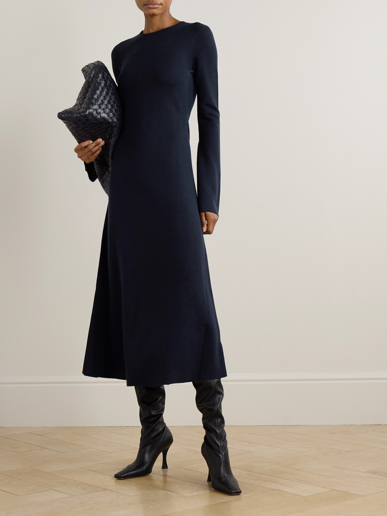Gabriela Hearst Rebus Wool, Silk And Cashmere-blend Midi Dress In Blue