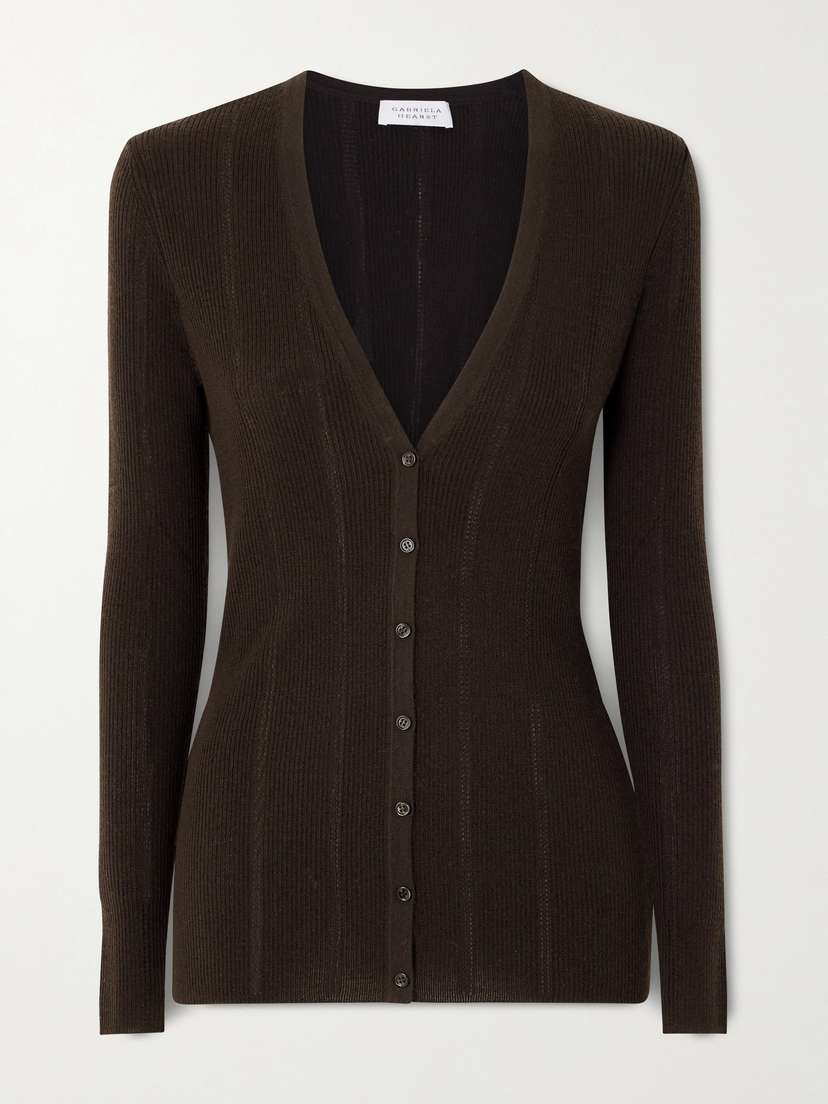 Gabriela Hearst Lillian Pointelle-knit Wool Cardigan