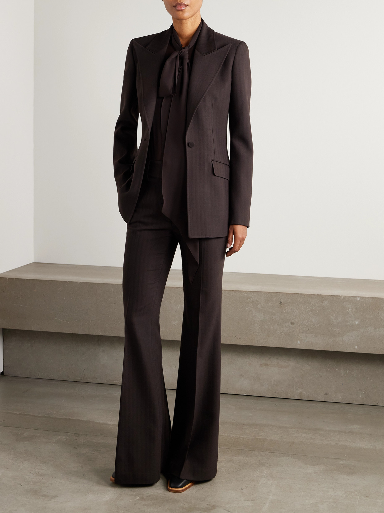 Gabriela Hearst Rhein Wool Flared Pants In Brown