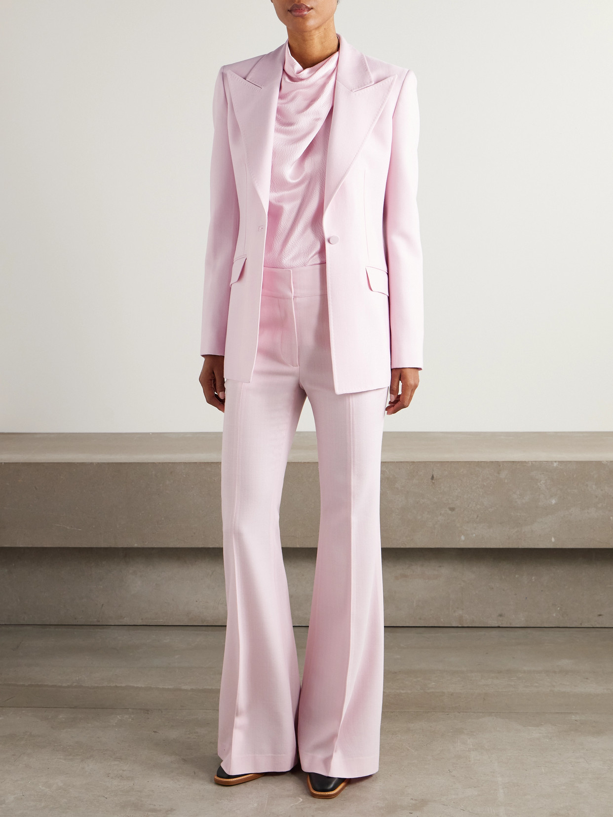 Gabriela Hearst Rhein Wool Flared Pants In Pink