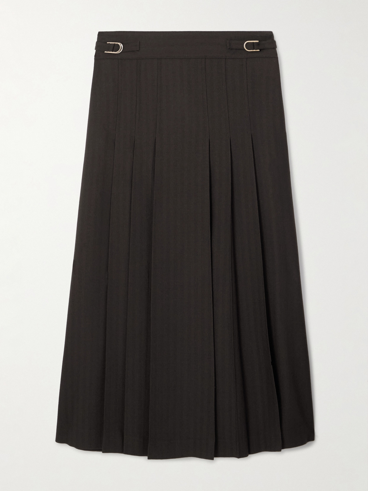 Gabriela Hearst Wesley Pleated Wool-blend Midi Skirt In Brown