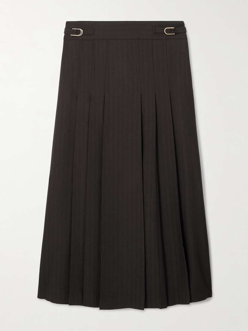 Gabriela Hearst Wesley Pleated Wool-blend Midi Skirt