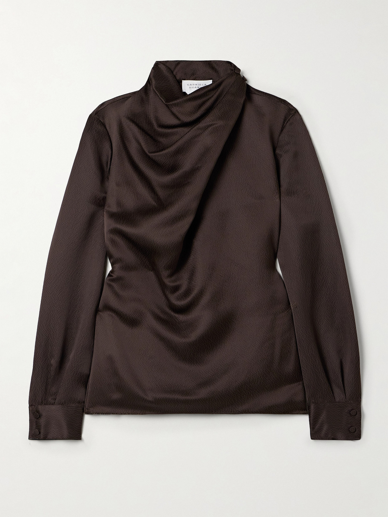 Gabriela Hearst Marcela Draped Hammered Silk Blouse In Brown