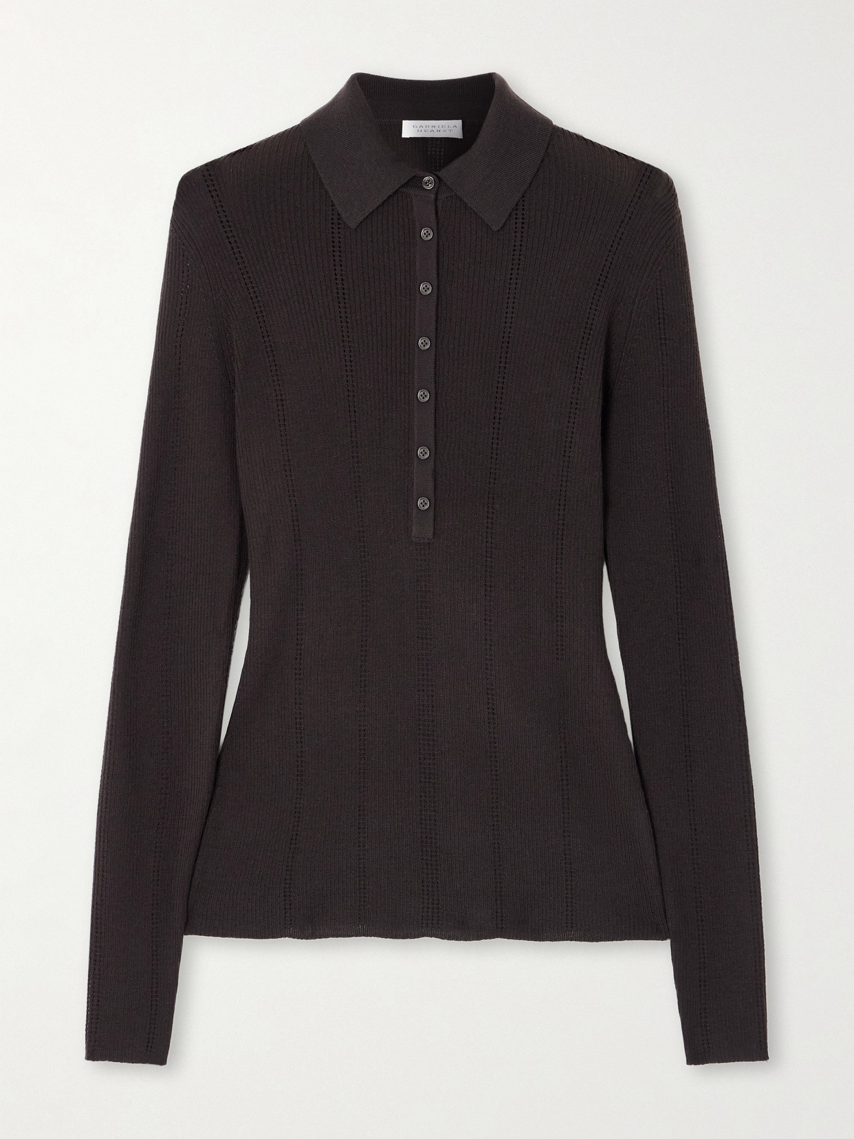Gabriela Hearst Sophia Wool Polo Shirt In Brown