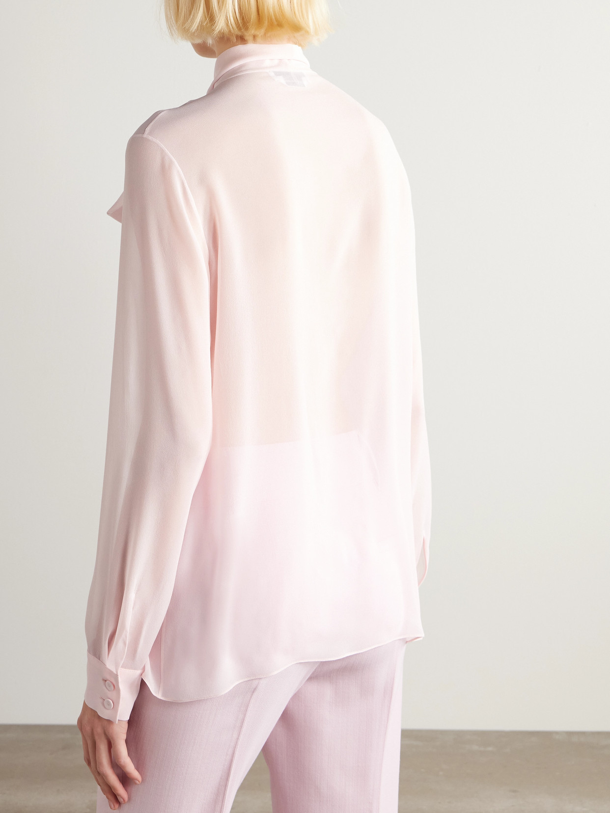Gabriela Hearst Shildon Pussy-bow Silk-georgette Blouse In Pink