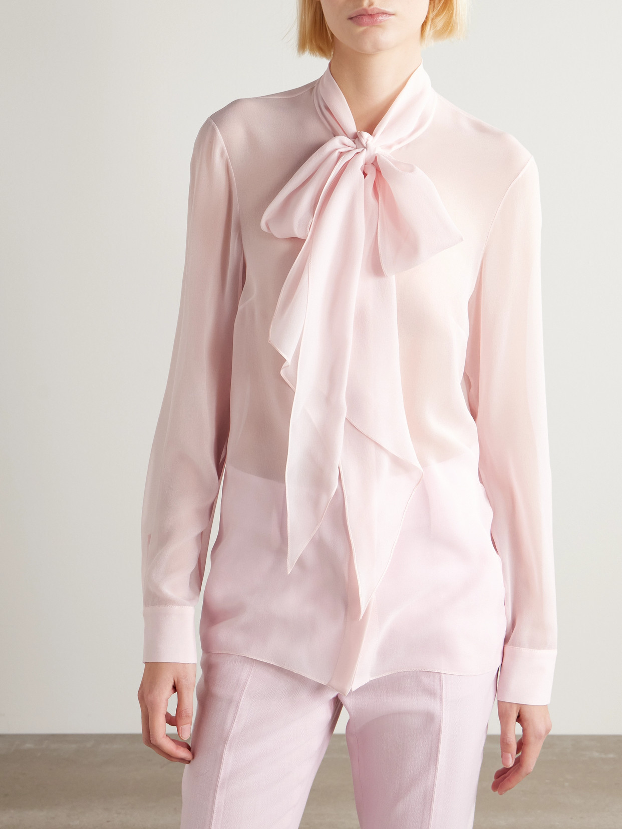 Gabriela Hearst Shildon Pussy-bow Silk-georgette Blouse In Pink