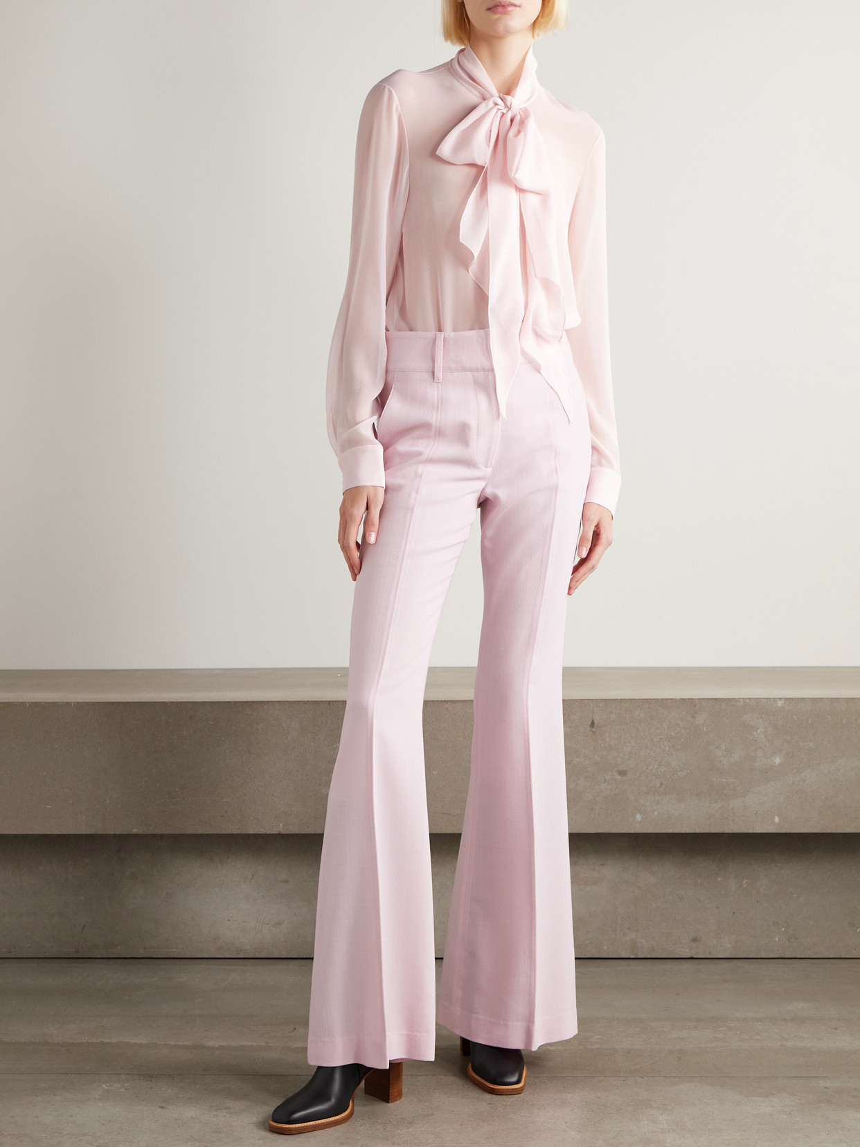 Gabriela Hearst Shildon Pussy-bow Silk-georgette Blouse In Pink