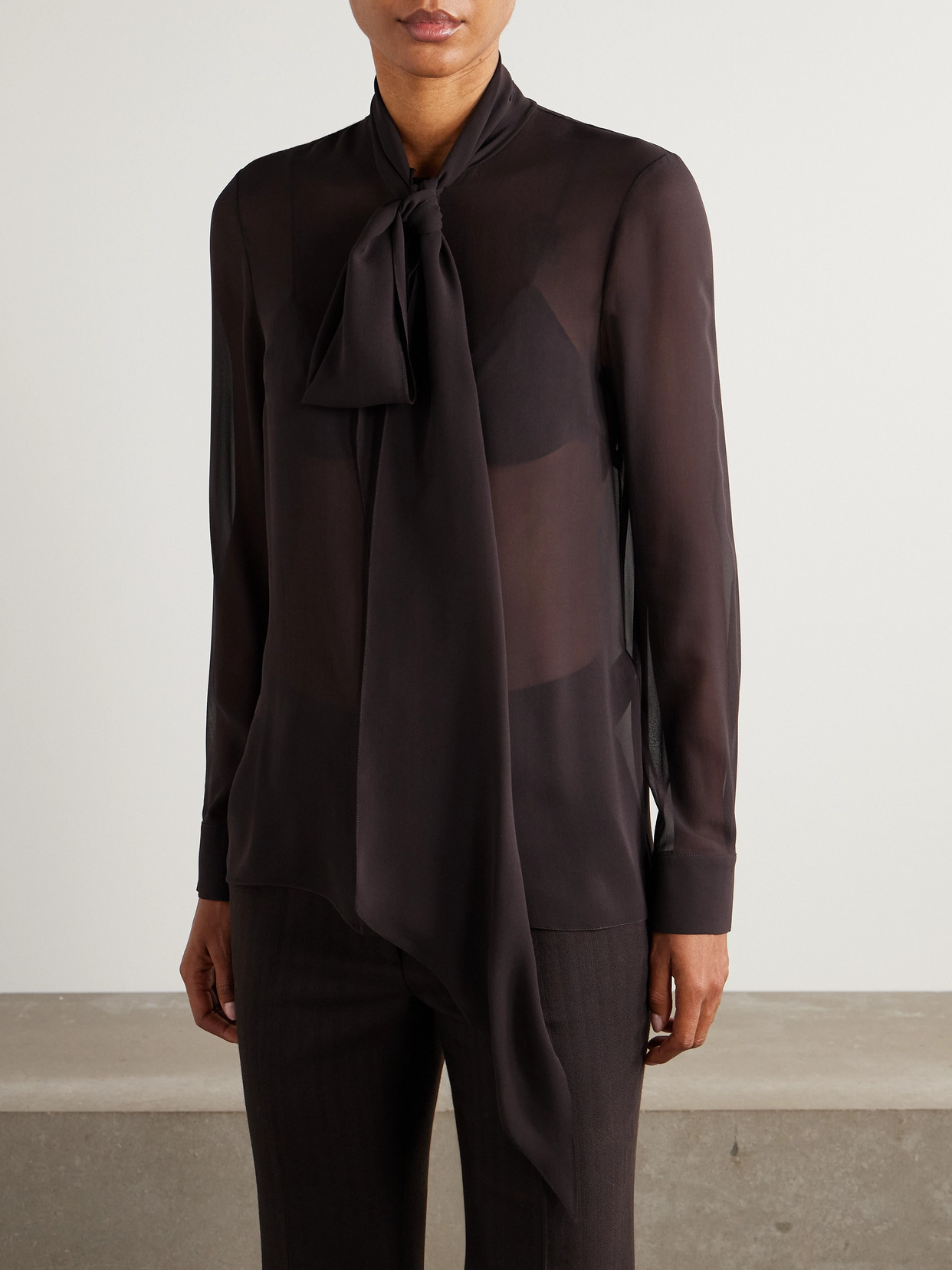 Shildon Pussy-Bow Silk-Georgette Blouse