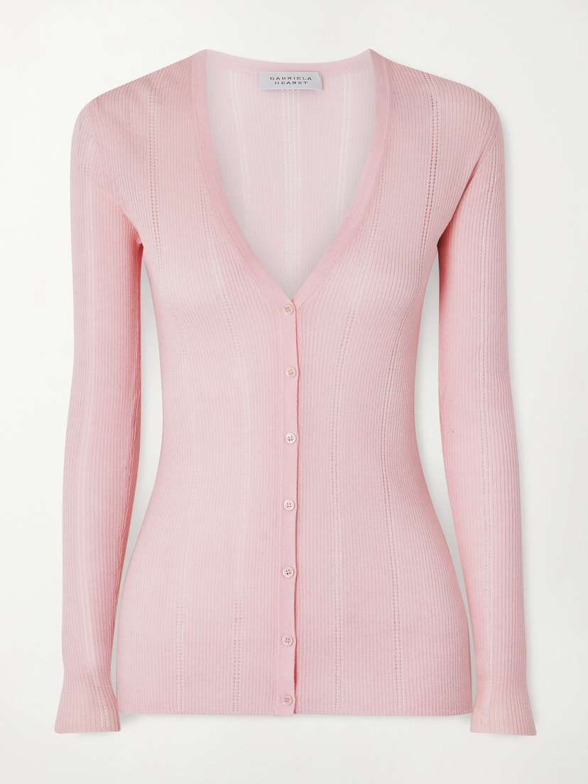 Gabriela Hearst Lillian Pointelle-knit Wool Cardigan