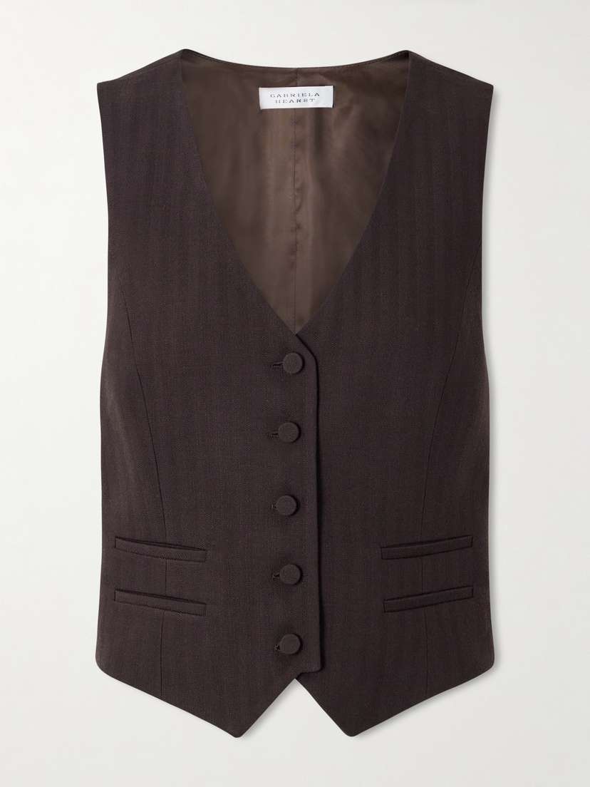 Gabriela Hearst Coleridge Striped Herringbone Wool-blend Gilet